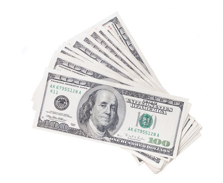 Dollar banknotes isolated on white background