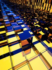 3d Rendering Würfel orange blau