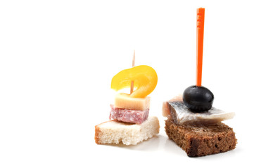 bread with olive and salami