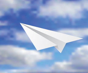 paper plane in clouds