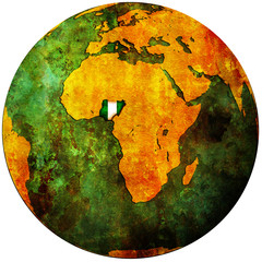 nigeria flag on globe map