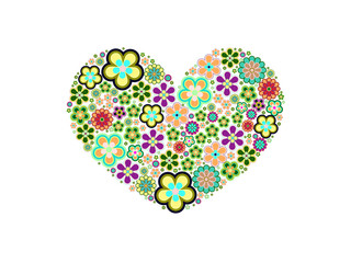 Heart made from many various flowers