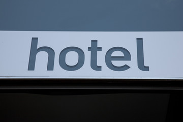 Hotel Sign on Building Facade
