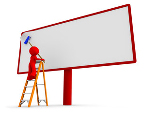 Man and a billboard (clipping path added)