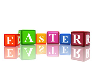 3d color cubes with text easter