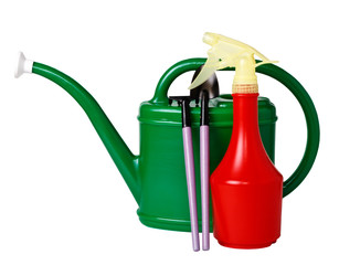 Tool kit for the care of indoor plants (watering can, rake, shov