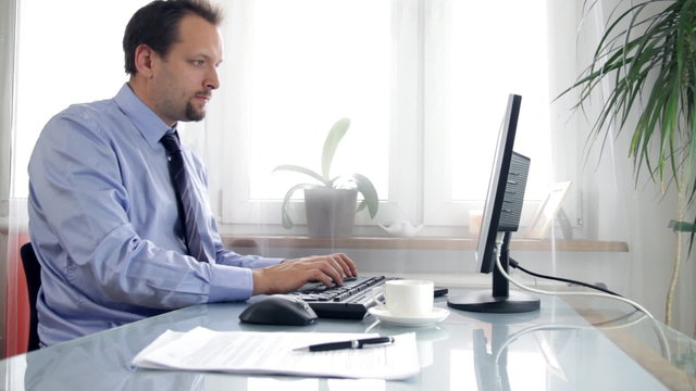 Businessman working on computer