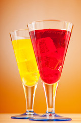 Colourful cocktail in glasses