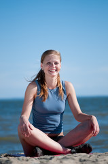 Fototapeta na wymiar woman doing stretching exercise. Yoga