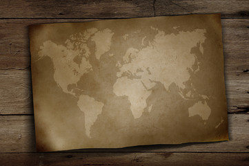 world map on wooden