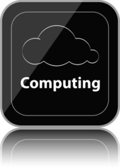 Black glossy cloud computing button with reflection