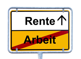 Schild nach der Arbeit in Rente