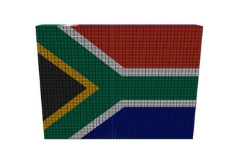 Stacks of containers with South African flag illustration