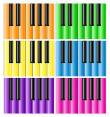 Keyboards of the classical piano with rainbow keys