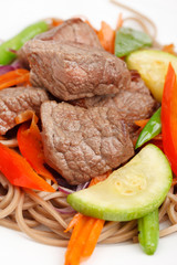 meat with vegetables and noodles