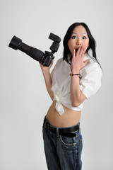 Asian woman with photo camera