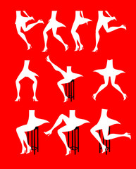 Ten woman legs silhouettes