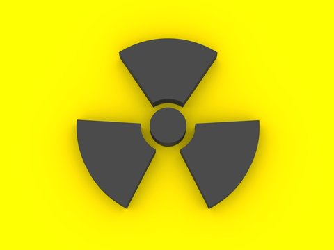 3d render of a radioactivity sign black on yellow