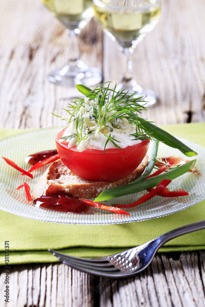 Poster Cheese stuffed tomato