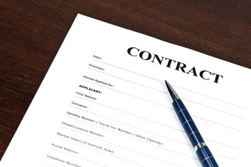 Contract on desk