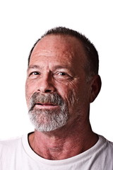 Old Guy with Scruffy Beard Rough Skin