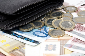 Euro banknotes and coins