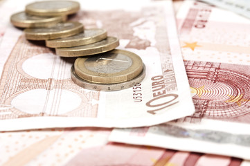 Euro banknotes and coins