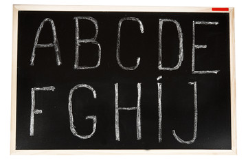 Letters on  blackboard