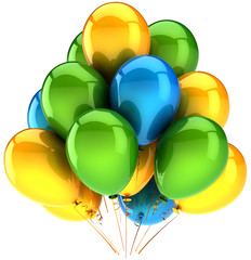 Party balloons multicolor green yellow cyan. Colorful decoration