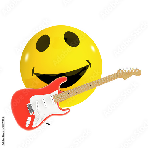 "3d Smiley rocks out on his electric guitar" photo libre de droits sur