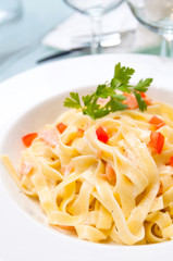 tasty pasta with salmon