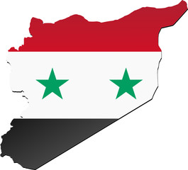 Map of Syria with flag (relief)