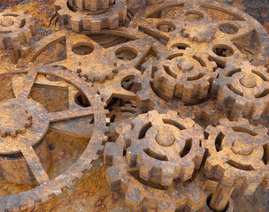 mechanism of gears rusted