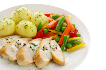 Chicken breast with vegetables and sauce