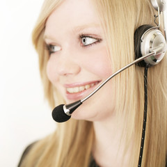 Frau mit Headset