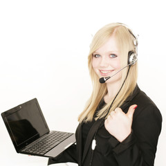 Frau mit Headset