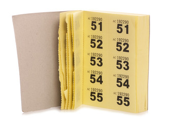yellow raffle ticket book