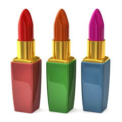 Lipsticks isolated on white background