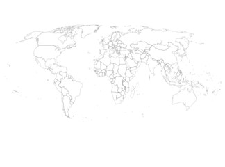 Fototapeta na wymiar Weltkarte Vector Alle Länder Einzeln separat Umrisse