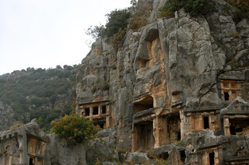 Naklejka premium myra tombs a tourist attraction in Turkey