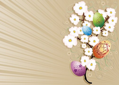Pasqua e Fiori di Pesco-Easter and Peach Blossoms-Vector