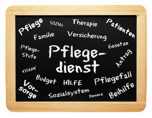 Obraz premium Pflegedienst - Konzept Tafel - freigestellt