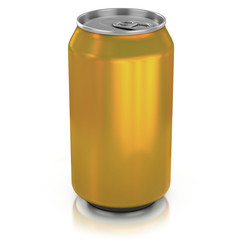 golden aluminium can on a white background