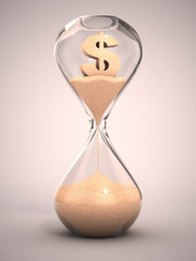 spending money concept - hourglass with dollar sign