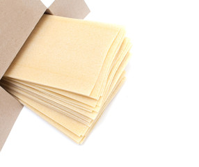 lasagna leafs in box and empty space