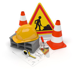 Matériel de chantier sur fond blanc 1