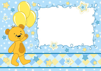 Baby card with teddy bear.