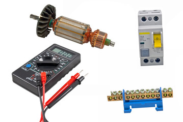 Electric motor rotor, Automatic circuit breaker and Digital mult