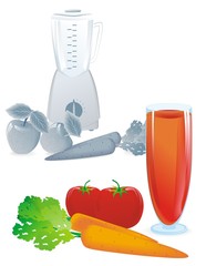 red juice from tomato and carrot with blender