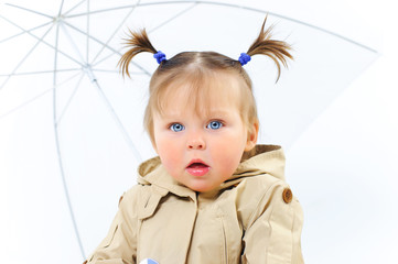 Closeup portrait Baby Girl with umbrella